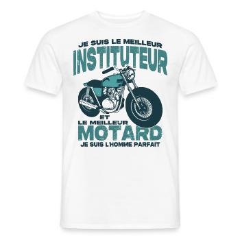 Le meilleur motard et le meilleur instituteur - T-shirt homme - blanc - Devant - AI Model Male 178 dark (178cm)
