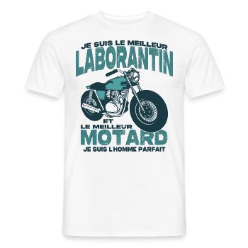 Le meilleur motard et le meilleur laborantin - T-shirt homme - blanc - Devant - AI Model Male 178 dark (178cm)