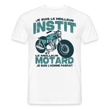 Le meilleur motard et le meilleur instit - T-shirt homme - blanc - Devant - AI Model Male 178 dark (178cm)