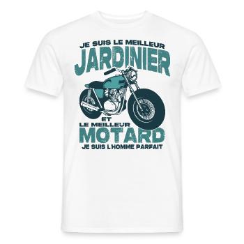 Le meilleur motard et le meilleur jardinier - T-shirt homme - blanc - Devant - AI Model Male 178 dark (178cm)