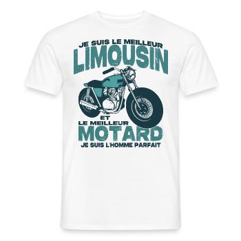 Le meilleur motard et le meilleur limousin - T-shirt homme - blanc - Devant - AI Model Male 178 dark (178cm)
