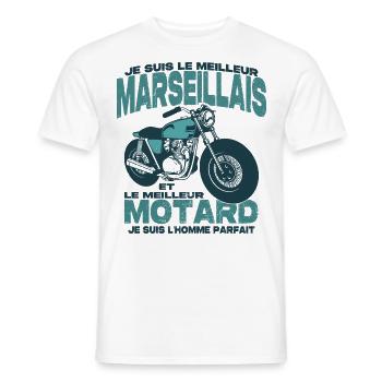 Le meilleur motard et le meilleur marseillais - T-shirt homme - blanc - Devant - AI Model Male 178 dark (178cm)