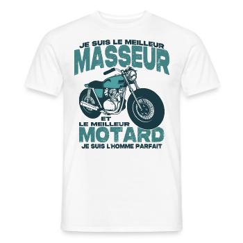 Le meilleur motard et le meilleur masseur - T-shirt homme - blanc - Devant - AI Model Male 178 dark (178cm)