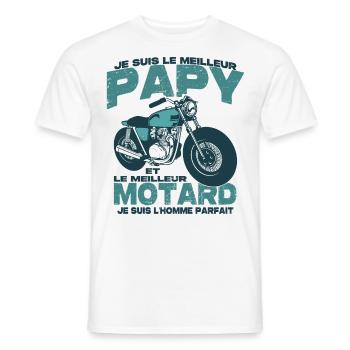 Le meilleur motard et le meilleur papy - T-shirt homme - blanc - Devant - AI Model Male 178 dark (178cm)