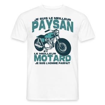 Le meilleur motard et le meilleur paysan - T-shirt homme - blanc - Devant - AI Model Male 178 dark (178cm)