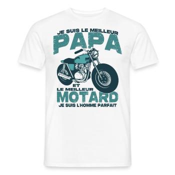 Le meilleur motard et le meilleur papa - T-shirt homme - blanc - Devant - AI Model Male 178 dark (178cm)