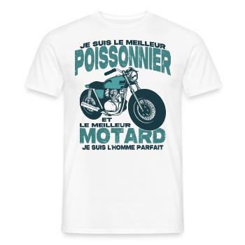 Le meilleur motard et le meilleur poissonnier - T-shirt homme - blanc - Devant - AI Model Male 178 dark (178cm)