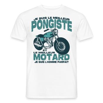 Le meilleur motard et le meilleur pongiste - T-shirt homme - blanc - Devant - AI Model Male 178 dark (178cm)