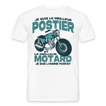 Le meilleur motard et le meilleur postier - T-shirt homme - blanc - Devant - AI Model Male 178 dark (178cm)
