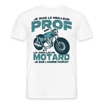Le meilleur motard et le meilleur professeur - T-shirt homme - blanc - Devant - AI Model Male 178 dark (178cm)
