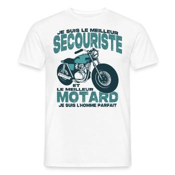 Le meilleur motard et le meilleur secouriste - T-shirt homme - blanc - Devant - AI Model Male 178 dark (178cm)