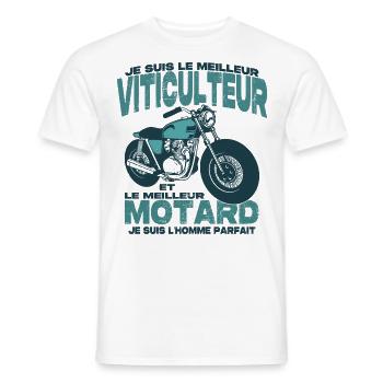 Le meilleur motard et le meilleur viticulteur - T-shirt homme - blanc - Devant - AI Model Male 178 dark (178cm)