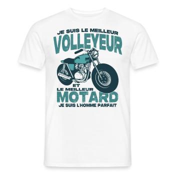 Le meilleur motard et le meilleur volleyeur - T-shirt homme - blanc - Devant - AI Model Male 178 dark (178cm)