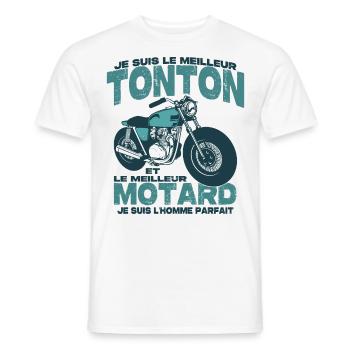 Le meilleur motard et le meilleur tonton - T-shirt homme - blanc - Devant - AI Model Male 178 dark (178cm)