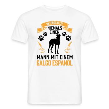 Unterschätze nie einen Mann mit Galgo Espanol - Männer T-Shirt - Weiß - Vorne - AI Model Male 178 dark (178cm)