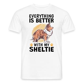 Tout est mieux avec un chien de berger Shetland - T-shirt homme - blanc - Devant - AI Model Male 178 dark (178cm)
