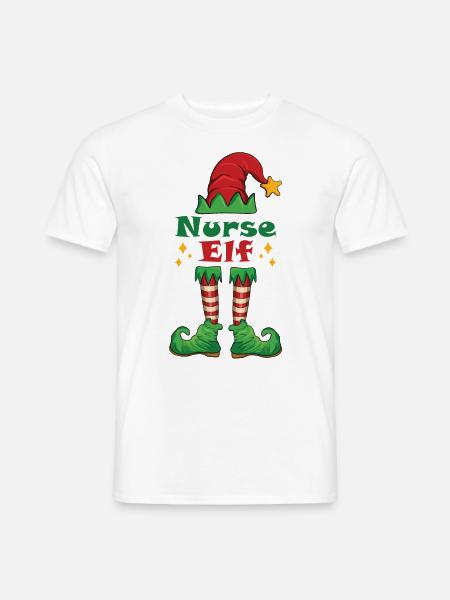 Nurse Elf Krankenschwester Elfenkostüm - Männer T-Shirt - Weiß