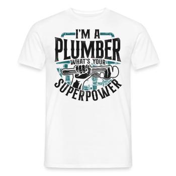 Plombier de plomberie vintage Je suis un - T-shirt homme - blanc - Devant - AI Model Male 178 dark (178cm)