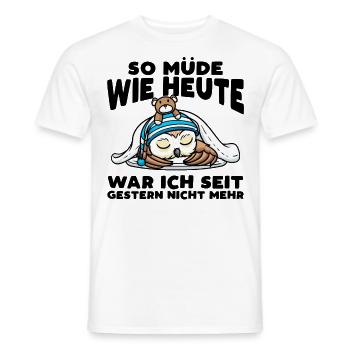 Schlafenden Eule Mit Kuscheltier So Müde Wie Heute - Männer T-Shirt - Weiß - Vorne - AI Model Male 178 dark (178cm)