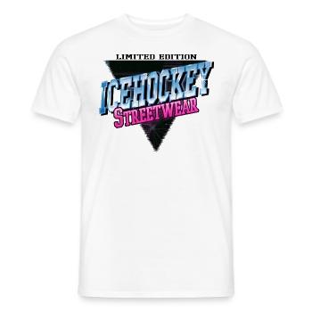 Ice Hockey Sport Neon Vintage Retro Streetwear - Men's T-Shirt - white - Front - AI Model Male 178 dark (178cm)
