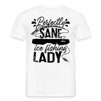 Parfaitement sain d’ Pêche sur glace Dame Pêcheuse Pêcheur - T-shirt homme - blanc - Devant - AI Model Male 178 dark (178cm)