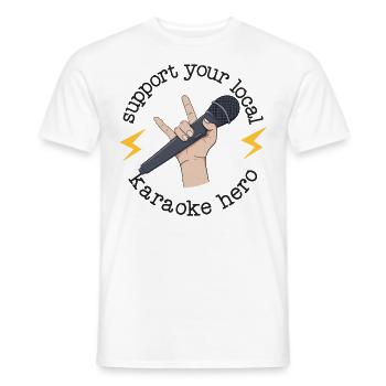 Karaoke Singer 80s Retro Support - Men's T-Shirt - white - Front - AI Model Male 178 dark (178cm)