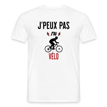 J'peux pas j'ai vélo phrase humoristique - T-shirt homme - blanc - Devant - AI Model Male 178 dark (178cm)