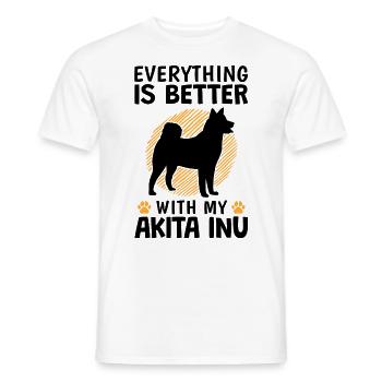 Tout va mieux avec Akita Inu Spitz japonais - T-shirt homme - blanc - Devant - AI Model Male 178 dark (178cm)