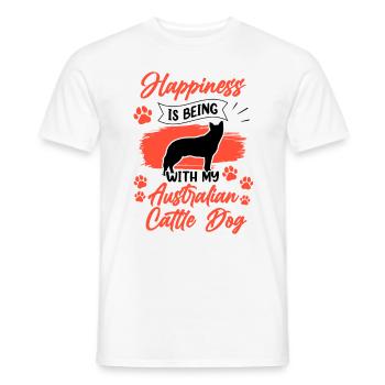 Le bouvier australien fait un chien de troupeau heureux - T-shirt homme - blanc - Devant - AI Model Male 178 dark (178cm)