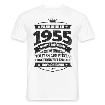 FABRIQUÉ EN 1955 - T-shirt homme - blanc - Devant - AI Model Male 178 dark (178cm)
