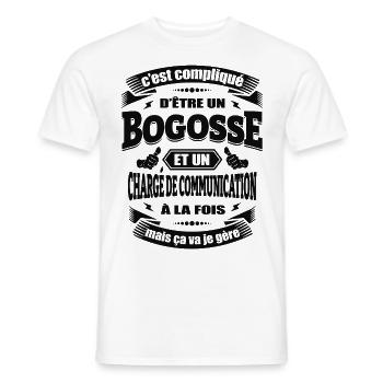 BOGOSSE ET CHARGE DE COMMUNICATION - T-shirt homme - blanc - Devant - AI Model Male 178 dark (178cm)