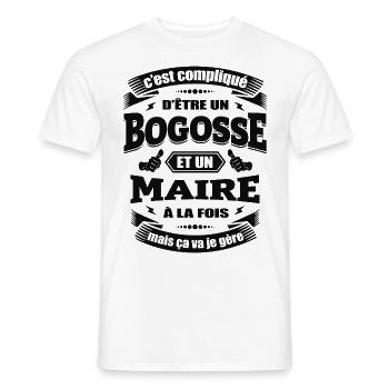 BOGOSSE ET MAIRE - T-shirt homme - blanc - Devant - AI Model Male 178 dark (178cm)