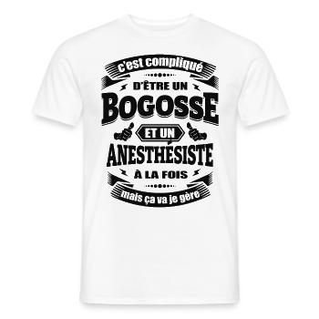 BOGOSSE ET ANESTHÉSISTE - T-shirt homme - blanc - Devant - AI Model Male 178 dark (178cm)