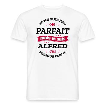 ALFRED PARFAIT - PRENOM ALFRED - T-shirt homme - blanc - Devant - AI Model Male 178 dark (178cm)