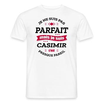 CASIMIR PARFAIT - PRENOM CASIMIR - T-shirt homme - blanc - Devant - AI Model Male 178 dark (178cm)