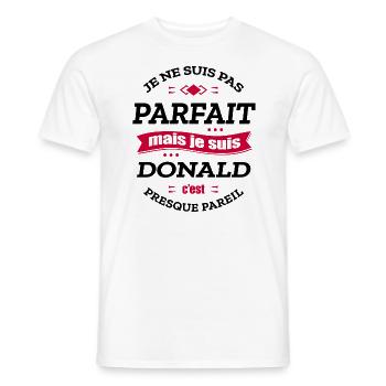 DONALD PARFAIT - PRENOM DONALD - T-shirt homme - blanc - Devant - AI Model Male 178 dark (178cm)