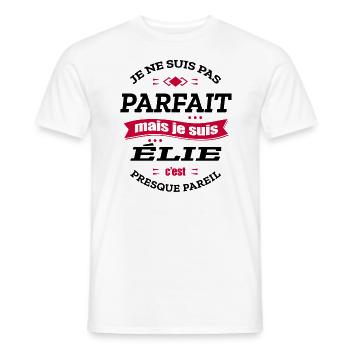 ÉLIE PARFAIT - PRENOM ÉLIE - T-shirt homme - blanc - Devant - AI Model Male 178 dark (178cm)