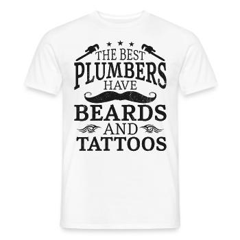 Plumbing Plumber Beard Tattoo - Männer T-Shirt - Weiß - Vorne - AI Model Male 178 dark (178cm)