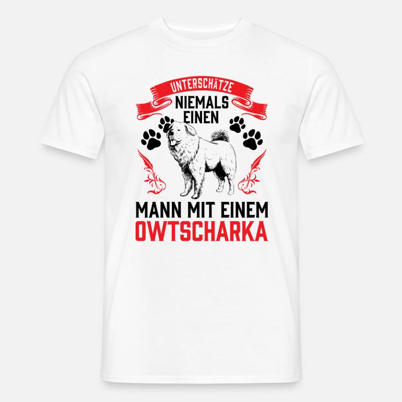 Mann mit Owtscharka Kaukasischer Owtscharka - Männer T-Shirt - Weiß