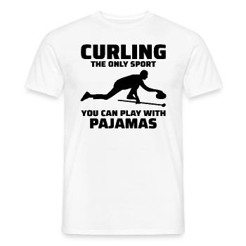 Curling Kehrfächer Winter Eissport Curler Lustig - Männer T-Shirt - Weiß - Vorne - AI Model Male 178 dark (178cm)