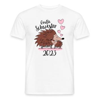 Große Schwester 2023 - Süße Igel Geschenk Idee - Männer T-Shirt - Weiß - Vorne - AI Model Male 178 dark (178cm)