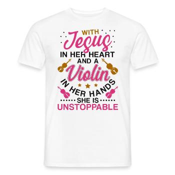 Violoniste Violoniste Jesus Faith - T-shirt homme - blanc - Devant - AI Model Male 178 dark (178cm)
