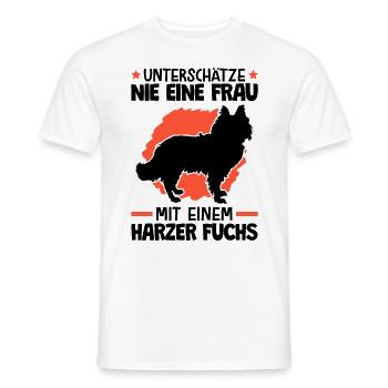 Unterschätze nie eine Frau mit Harzer Fuchs - Männer T-Shirt - Weiß - Vorne - AI Model Male 178 dark (178cm)