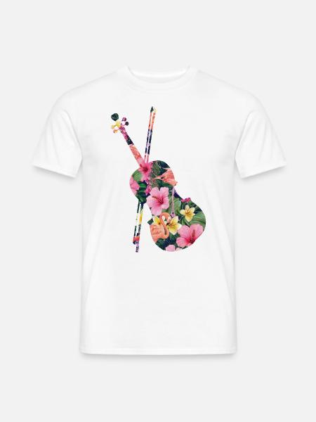Violin Violinist Tropical Flower - Männer T-Shirt - Weiß