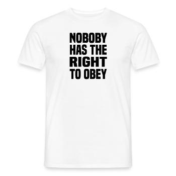 Personne n’a le droit d’obéir à l’autocollant - T-shirt homme - blanc - Devant - AI Model Male 178 dark (178cm)