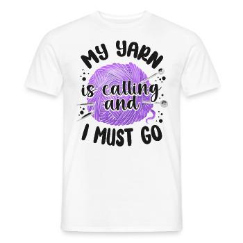 Breien Breister Mijn garen is - Heren T-shirt - wit - Voor - AI Model Male 178 dark (178cm)