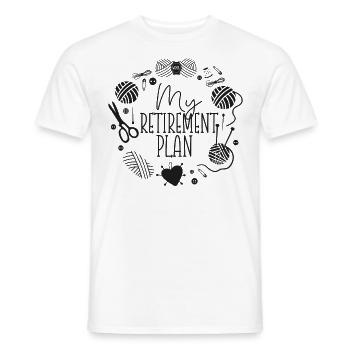 Tricot Tricoteur a pris sa retraite - T-shirt homme - blanc - Devant - AI Model Male 178 dark (178cm)
