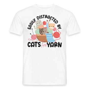 Knitting Knitter Cat Easily - Men's T-Shirt - white - Front - AI Model Male 178 dark (178cm)