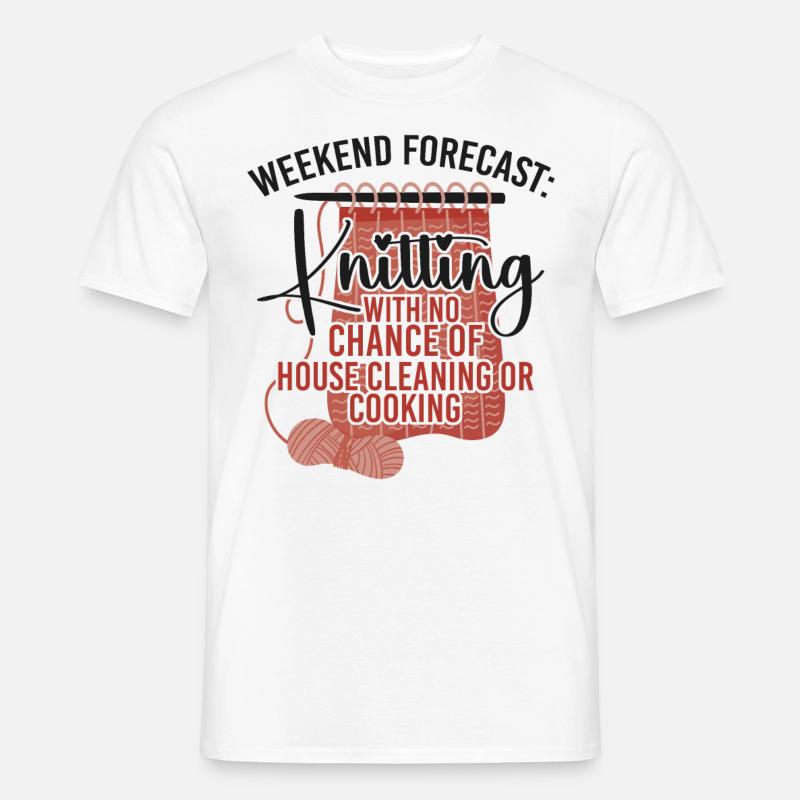 Knitting Knitter Weekend Forecast: - Männer T-Shirt - Weiß