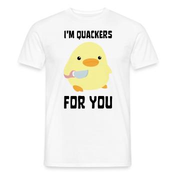 I'm Quackers For You - Funny Duck with knife Meme - Men's T-Shirt - white - Front - AI Model Male 178 dark (178cm)
